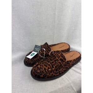 Universal Thread Womens Leopard Print Penny Loafer Mules Brown Animal Print Sz 8